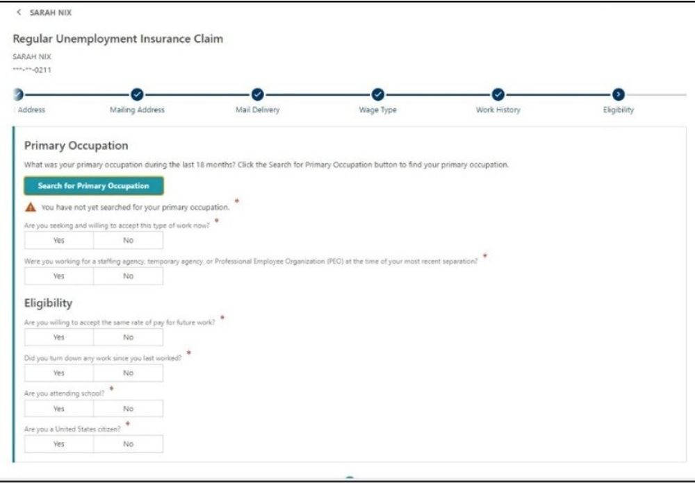 Search for Primary Occupation