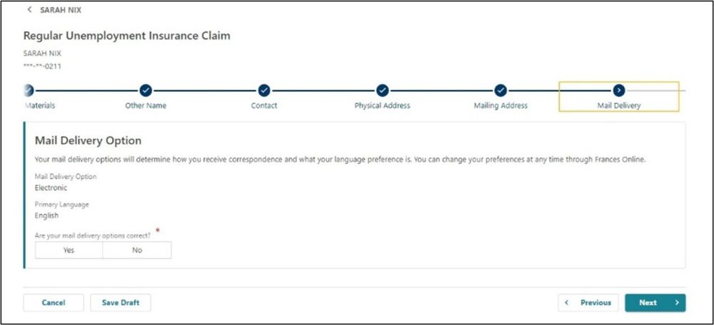 Mail Delivery Option