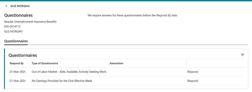 Graphical user interface, Oregon Employment Department -- Frances Online portal for Unemployment Insurance and Paid Leave Oregon.