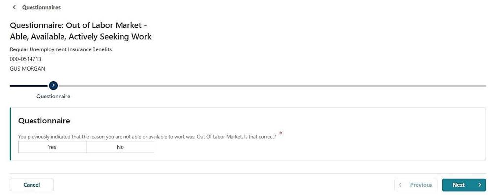 Graphical user interface, Oregon Employment Department -- Frances Online portal for Unemployment Insurance and Paid Leave Oregon.